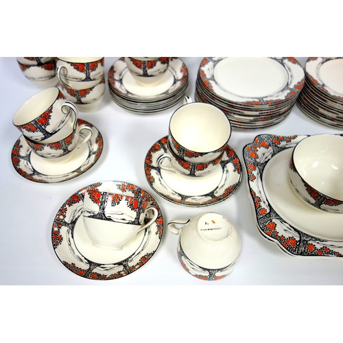 167 - Crown Ducal Orange Tree pattern tea set comprising 12 cups, 12 saucers, 12 plates, D 18cm, 12 plates... 