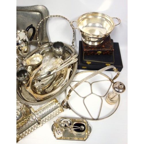 203 - Silver plated 4 piece tea and coffee set of tapering oval form, by Walker & Hall Ltd, Sheffield, 8 g... 