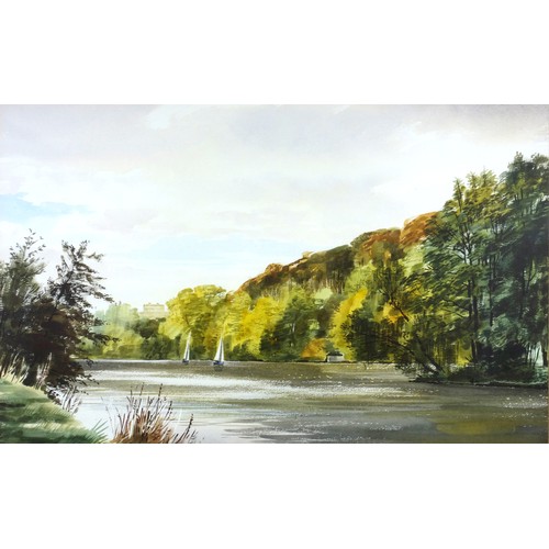 232 - Michael Vickery, Cliveden Reach, watercolour, label verso, 34 x 53cm