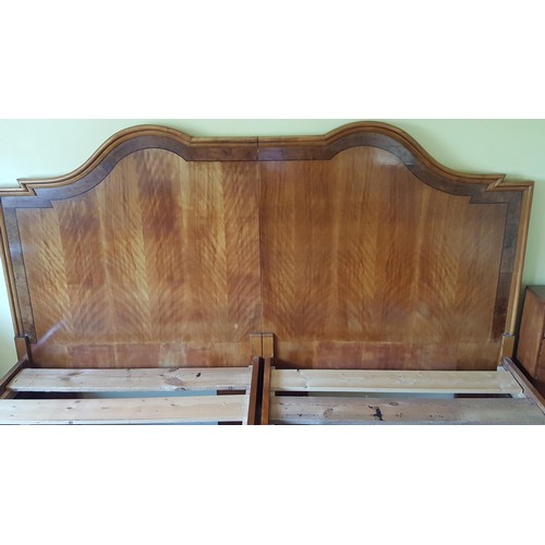 291 - Biedermeier birch wood bed, the head with twin arch design, width 128 cm length 198 cm