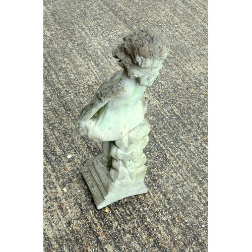 339 - Composition figure of a young girl, standing on a rectangular base, H 59cm