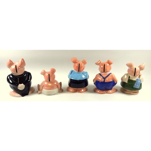 179 - Five NatWest Wade pig money boxes in sizes, with stoppers, H 18.5cm the tallest (5)