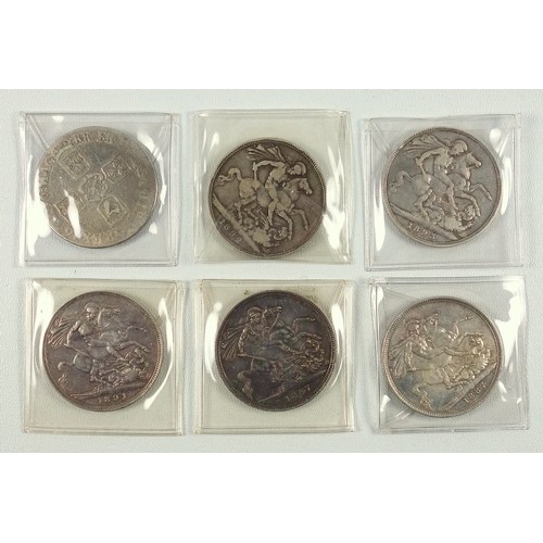 20 - Crowns, William III  1696, third bust, fair, Victoria 1887, ef (3) (1 with slight edge defects and o... 