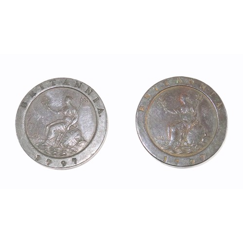 36 - George III “Cartwheel” 2d’s, 1797, g.v.f. and v.f. (2)