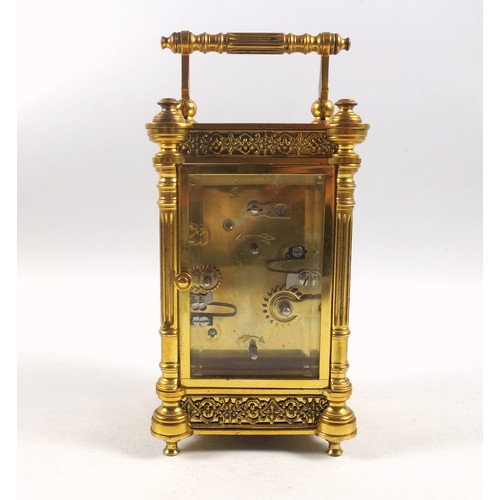 33 - Rapport London gilt brass carriage clock, white Roman numeric and Arabic dial, subsidiary arabic ala... 