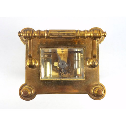 33 - Rapport London gilt brass carriage clock, white Roman numeric and Arabic dial, subsidiary arabic ala... 