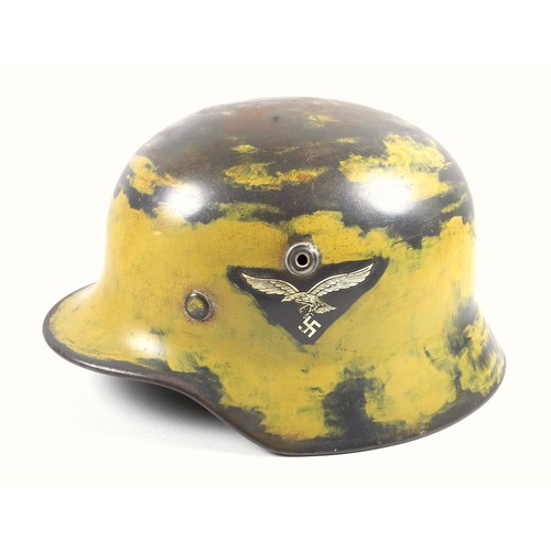 56 - WW2 German Army ' Luftwaffe ' M35 pattern Stalhelm steel combat helmet. Two Luftwaffe decal emblems,... 