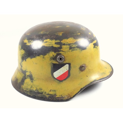 56 - WW2 German Army ' Luftwaffe ' M35 pattern Stalhelm steel combat helmet. Two Luftwaffe decal emblems,... 