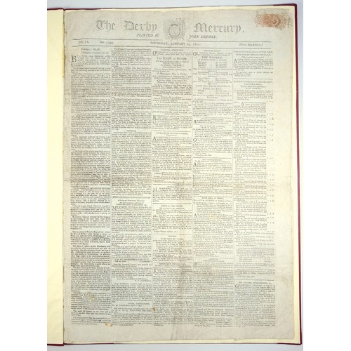 169 - The Derby Mercury newspaper Vol. 71, No. 3593, Thursday, January 29, 1801 (price six-pence), printed... 