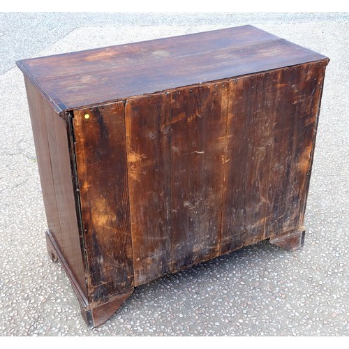 236 - George III oak chest with inlaid mahogany crossbanding, 2 short, 3 long drawers, on bracket feet, 90... 