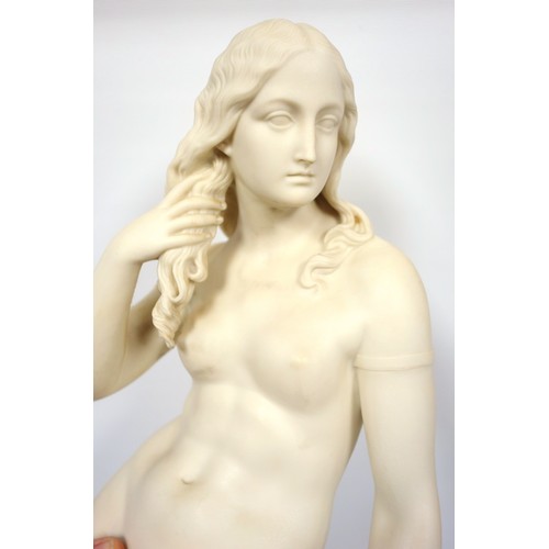 121 - Victorian Copeland Parian figure of Egeria, semi-clad, standing on a rectangular base, H.57.5cm, (su... 