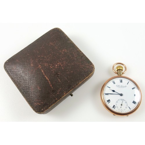 51 - 9ct gold pocket watch with a white enamelled circular dial inscribed 