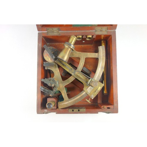 48 - Edwardian 6 1/2 inch radius brass sextant by William Cary, London, in mahogany case with certificate... 