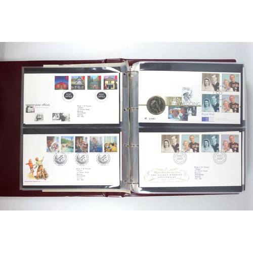 494 - Two Royal Mail albums containing 1st Day covers, mostly from 1996 including coin covers, 9 with £5s,... 