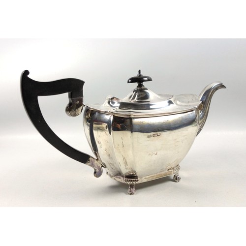 21 - Late George V four piece tea set comprising teapot, hot water jug, H.23.5cm overall (marks rubbed), ... 