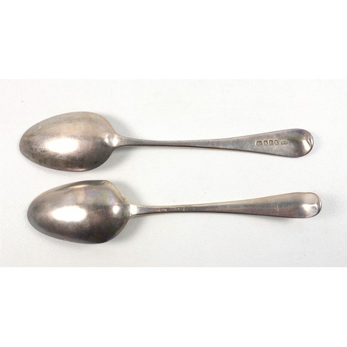 41 - 2 George III silver tablespoons, one by Stephen Adams, London, 1797; 5 George IV bright cut teaspoon... 