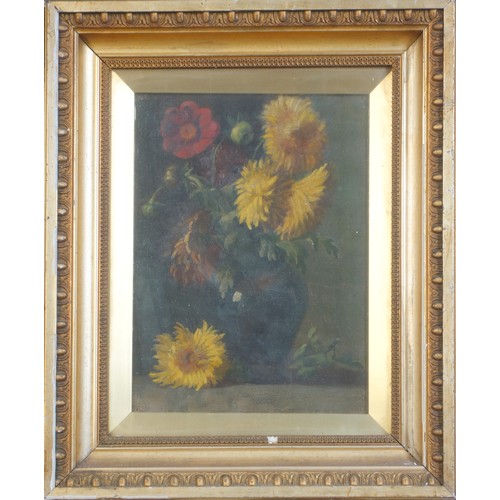 101 - 19th Century, British School, still life of flowers, oil on canvas, obverse 