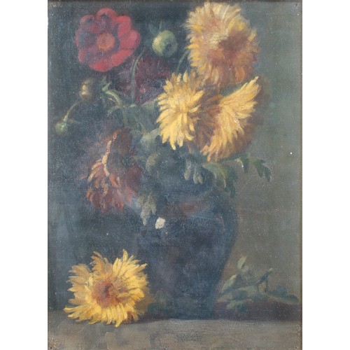 101 - 19th Century, British School, still life of flowers, oil on canvas, obverse 