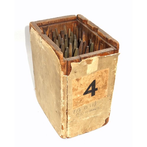 112 - Wooden box containing 36 gold finishing hand tools comprising incomplete alphabet, (missing I), numb... 