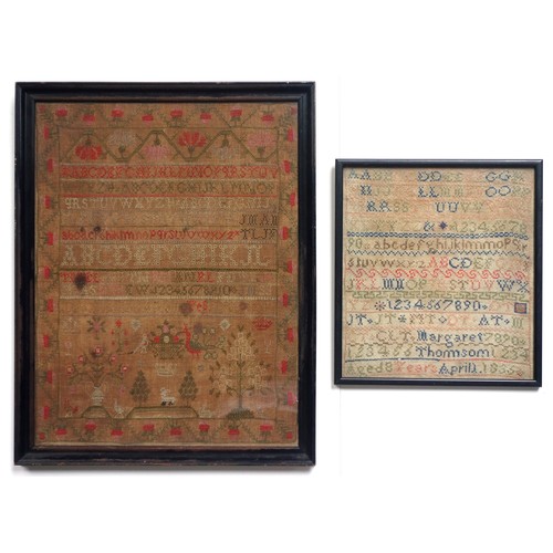 384 - William IV sampler with letters and numerals, by Margaret Thomson, aged 8 years, April 1836, 26 x 23... 