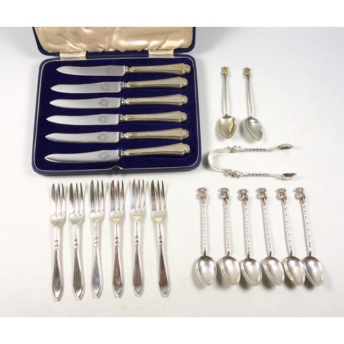 12 - Set of 6 George VI silver souvenir demitasse spoons, each with a wrythen stem and 