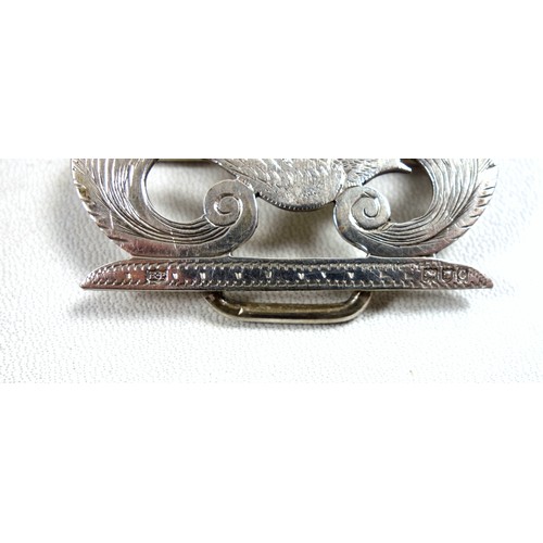 16 - Victorian silver nurse's belt buckle with pierced scroll and swallow decoration, by R P, London, 189... 