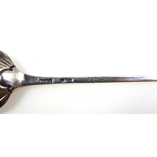 27 - Mid 18th Century silver mote spoon, L.12.3cm, 8grs