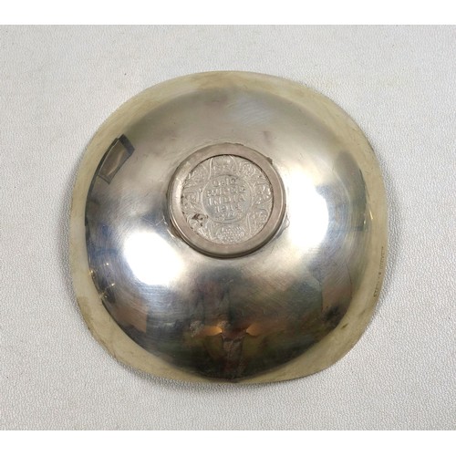 40 - Silver shaped dish, stamped 