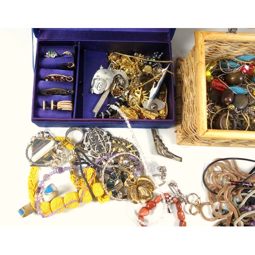 67 - Trifari gilt metal bangle, bracelets, bead and other necklaces, brooches and other items. (a lot)
