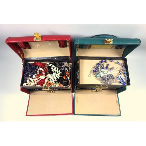 73 - Three jewellery boxes containing a good quantity of costume jewellery including brooches, rings, nec... 