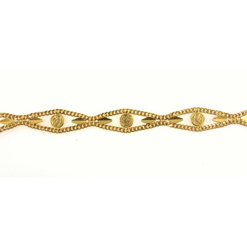 98 - Indian yellow metal necklace, stamped 916, Length 75cm approx., 45.8 grams.