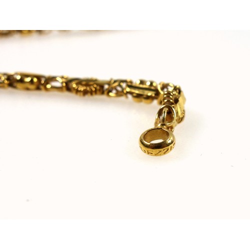 99 - Indian fancy link yellow metal necklace, stamped 22K, length 57cm, 29.5 grams