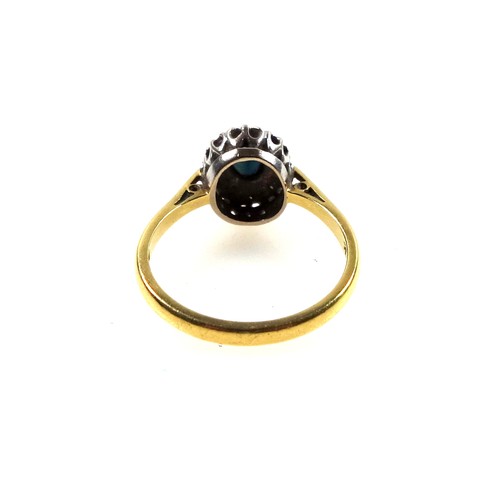 114 - 18ct gold sapphire and diamond ring, size O 1/2, 3.7 grams