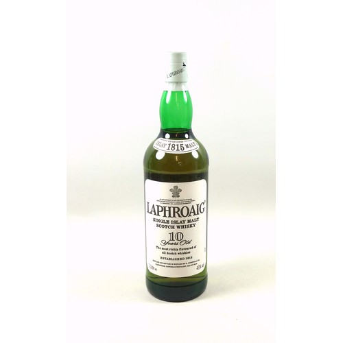 571 - Laphroaig Single Islay Malt Scotch Whisky 10 Years Old, 43% vol, 1 Litre, carton. Age staining to pa... 