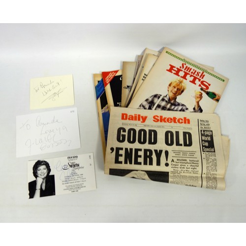 408 - Rock, Pop and celebrity memorabilia including autographs of Kim Wilde, Cilla Black, Sir Henry Cooper... 
