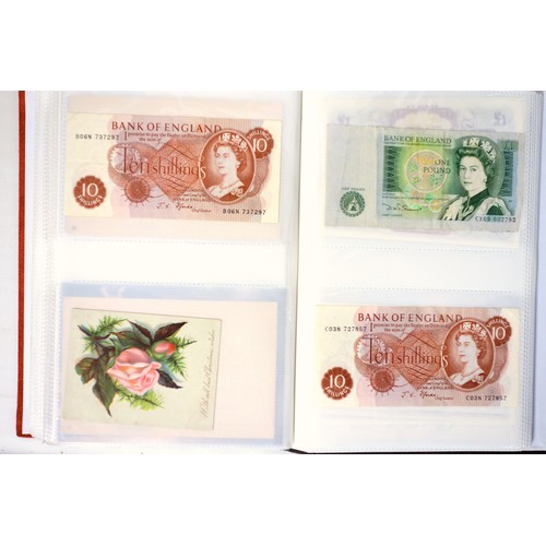 410 - Three albums containing over 20 banknotes, 19th and 20th century postcards (over 300), including Cun... 