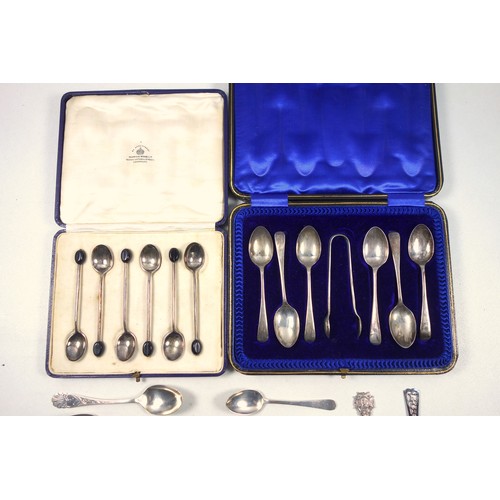 2 - George V set of 6 silver coffee spoons and sugar tongs, by Charles Bradbury & Sons, Sheffield, 1913,... 