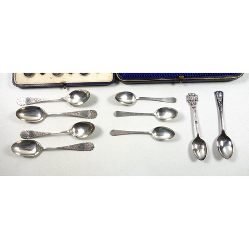 2 - George V set of 6 silver coffee spoons and sugar tongs, by Charles Bradbury & Sons, Sheffield, 1913,... 