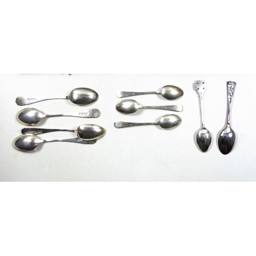 2 - George V set of 6 silver coffee spoons and sugar tongs, by Charles Bradbury & Sons, Sheffield, 1913,... 