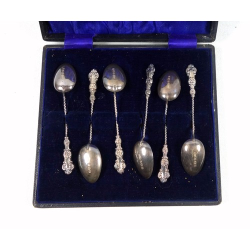 56 - George V set of 6 coffee spoons, by A J B, Birmingham, 1912, 27grs, cased (7)