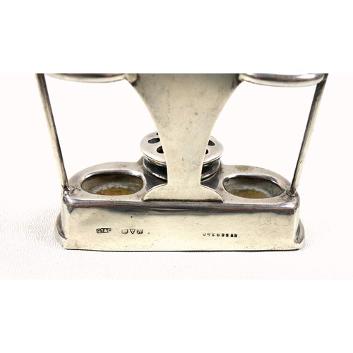 61 - Novelty George V silver tabletop vesta/match holder and striker, with a central taper stick holder, ... 