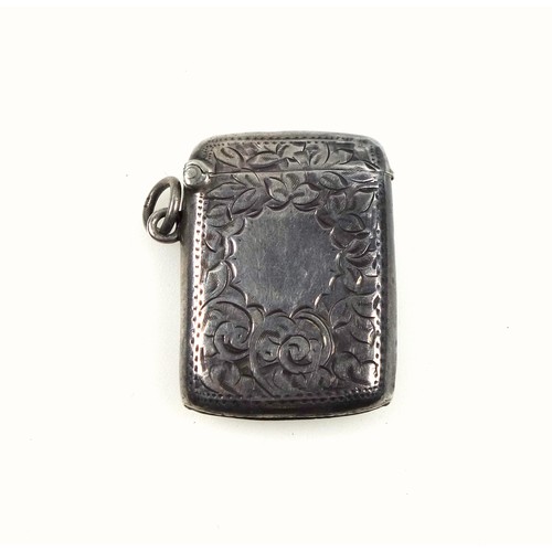 73 - Edwardian silver vesta case with bright-cut decoration and vacant cartouche, by J G, Birmingham, 190... 