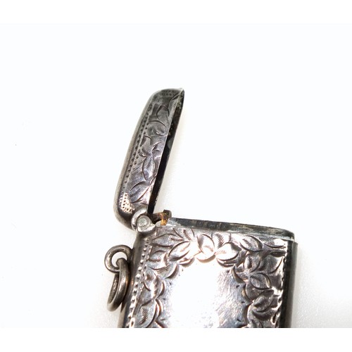 73 - Edwardian silver vesta case with bright-cut decoration and vacant cartouche, by J G, Birmingham, 190... 