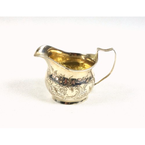 79 - George III silver helmet shaped cream jug with bright-cut decoration, London, 1798, H.5.5cm, 49grs, ... 