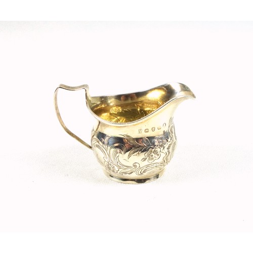 79 - George III silver helmet shaped cream jug with bright-cut decoration, London, 1798, H.5.5cm, 49grs, ... 