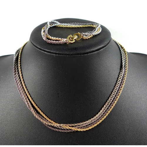 106 - Christian Dior 1970's four strand, four colour necklace (length 41cm approx.), and a similar bracele... 