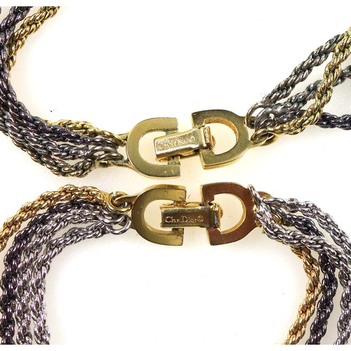 106 - Christian Dior 1970's four strand, four colour necklace (length 41cm approx.), and a similar bracele... 