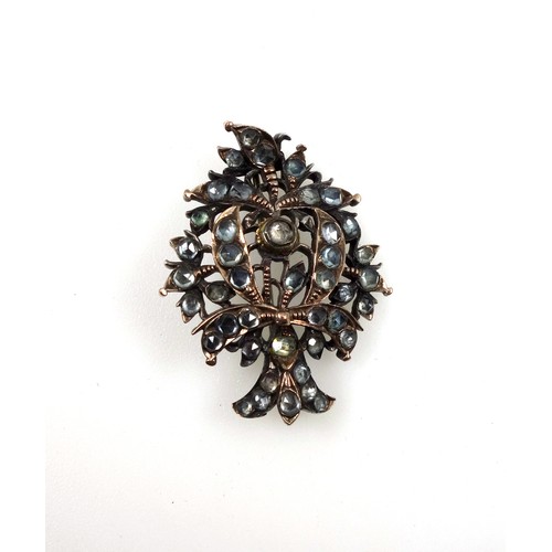 108 - 19th century silver, aquamarine and gold 'Giardinetti', garland brooch, H. 4.2cm, W. 3.5cm, 16.5 gra... 