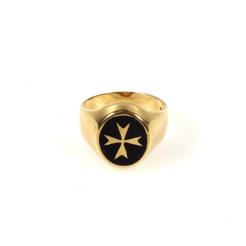 114 - Masonic 18ct gold signet ring, 6.7grs