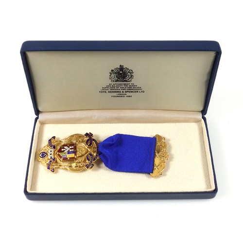 115 - Masonic 9ct gold and enamel Tercentenary pendant, United Grand Lodge of England, 1717-2017, inscribe... 